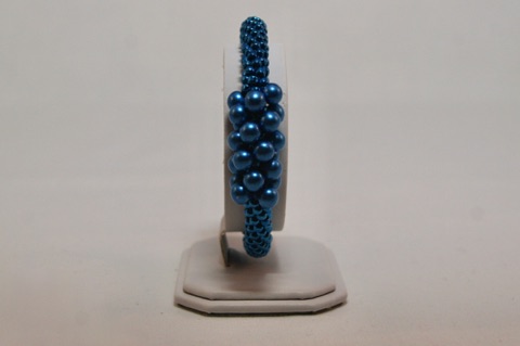 Blue Top-Drilled Focal Beaded Kumihimo Bracelet